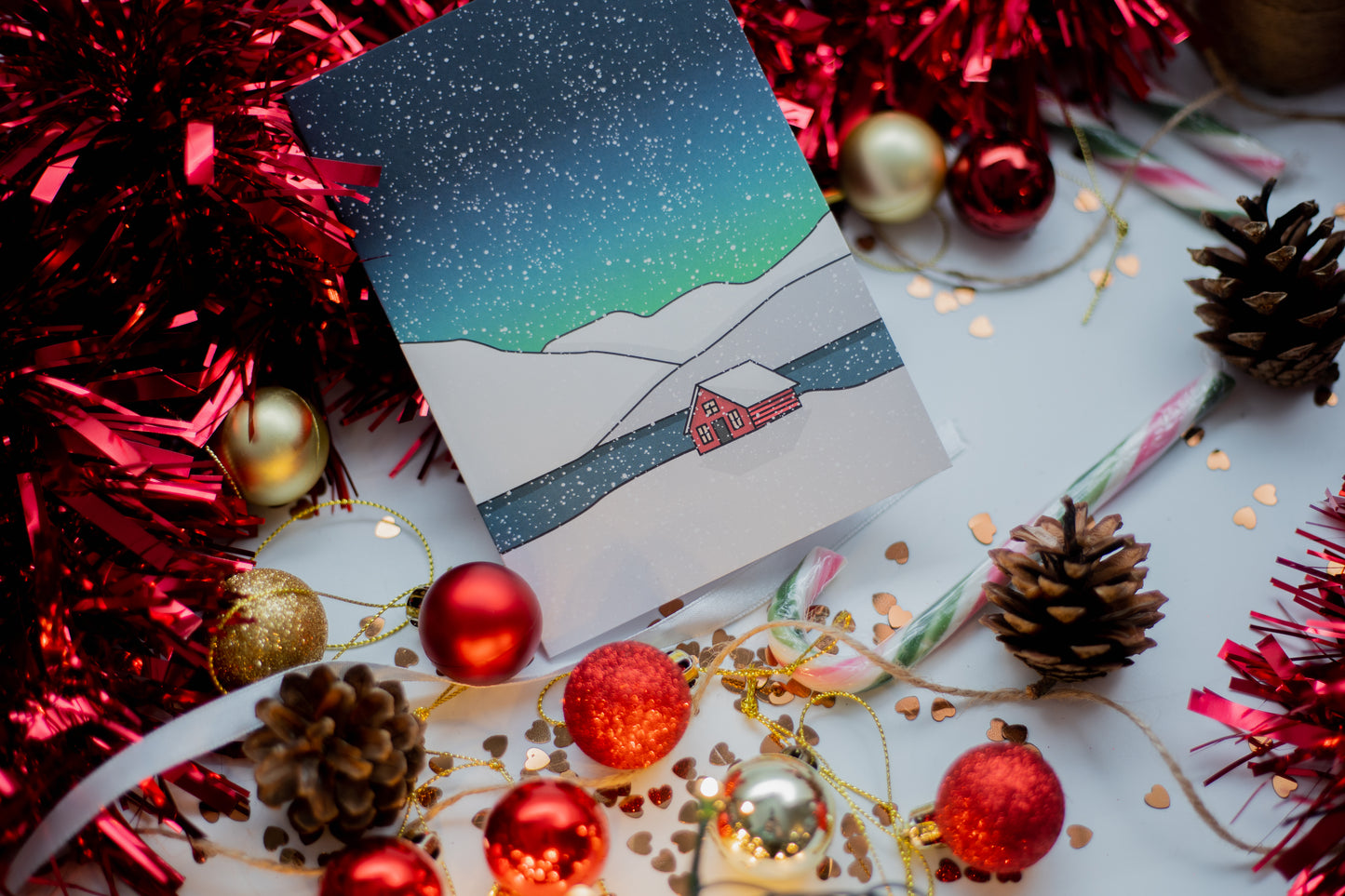 Snowy Northern Lights Nordic Card