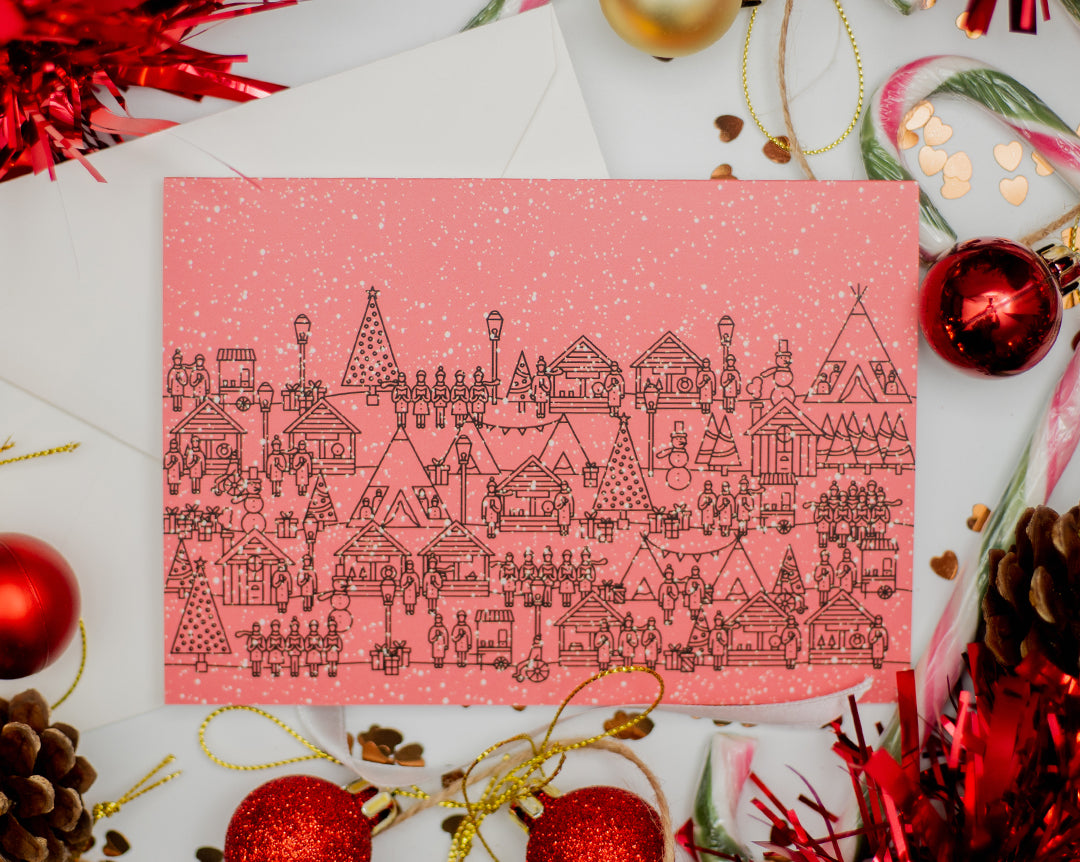 Christmas Market Scene (Pink)