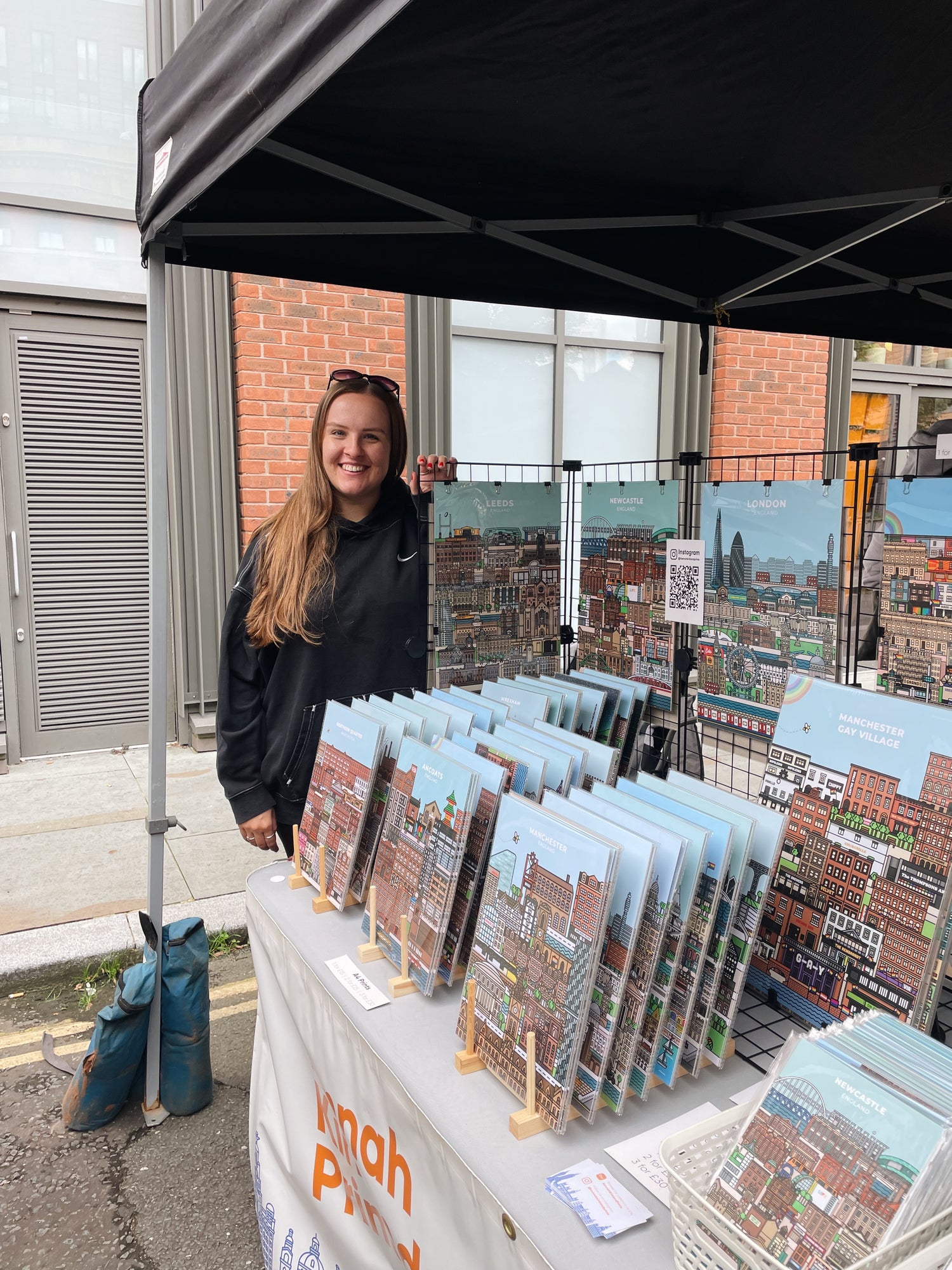 framed travel illustrated prints posters artwork Market craft stall