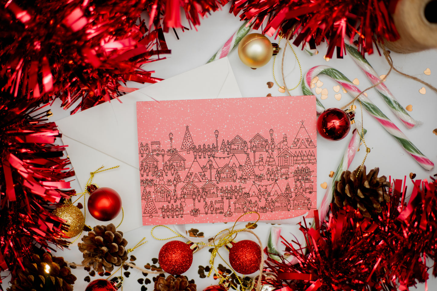 Christmas Market Scene (Pink)