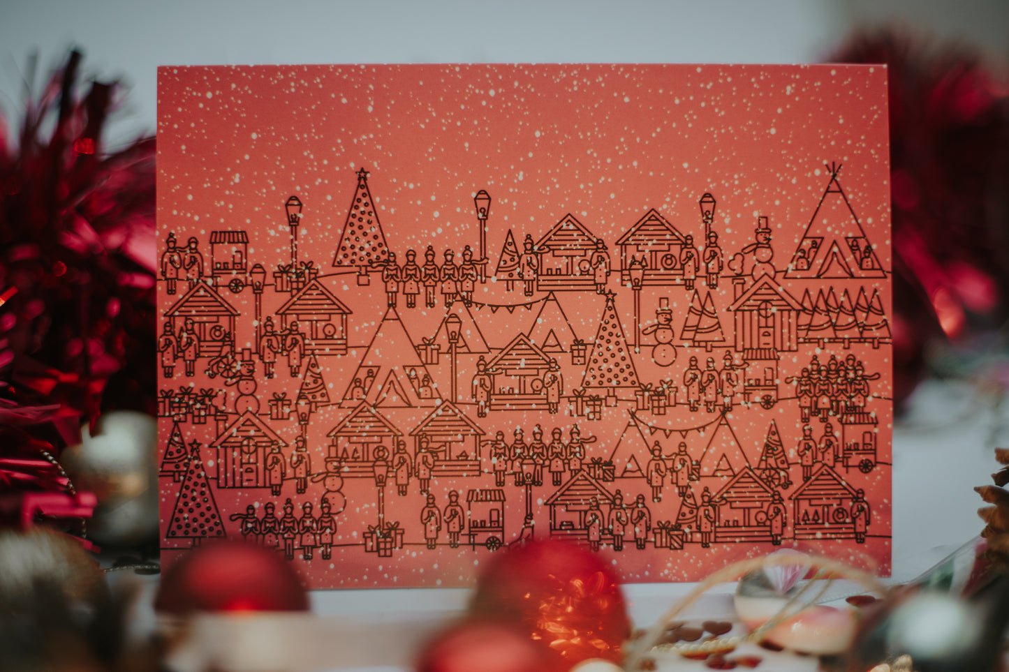 Christmas Market Scene (Pink)