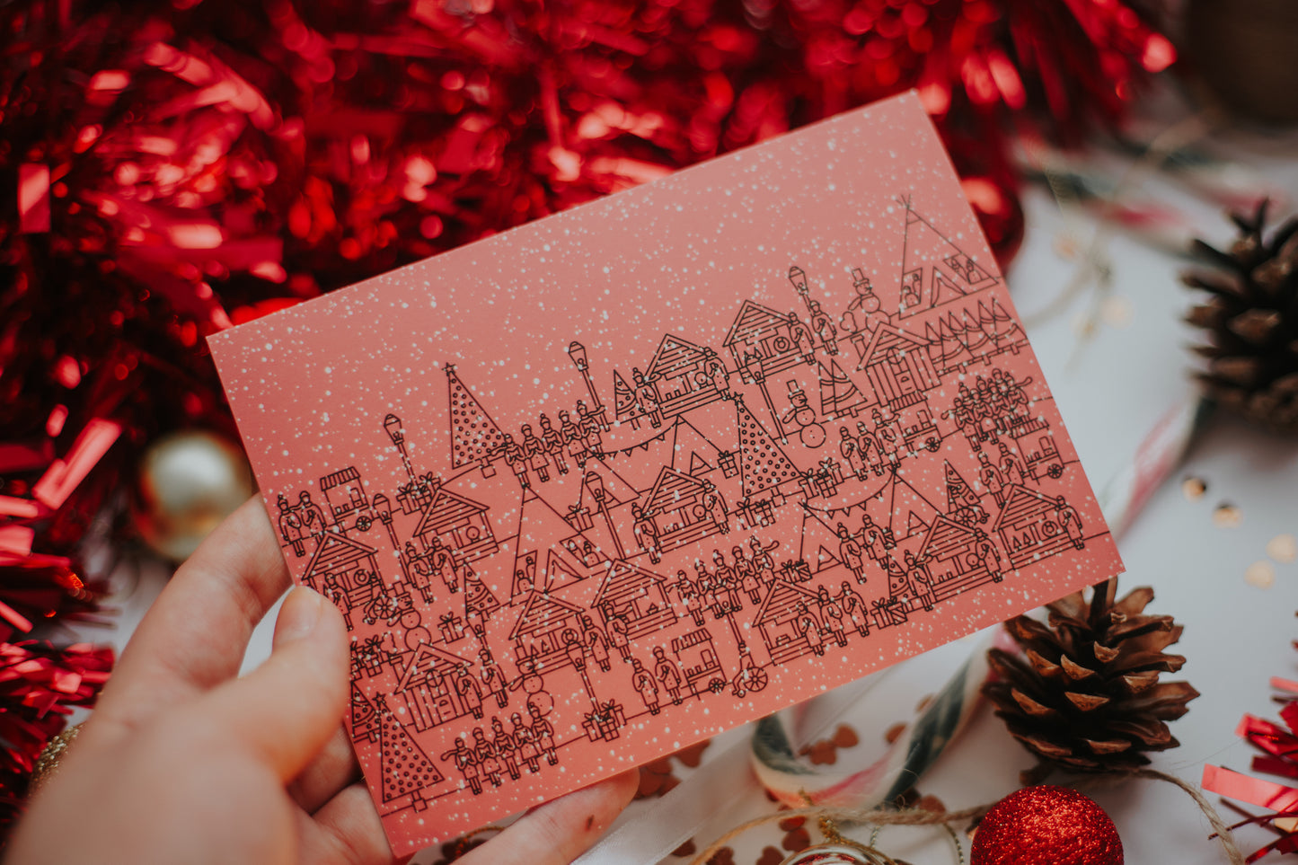 Christmas Market Scene (Pink)