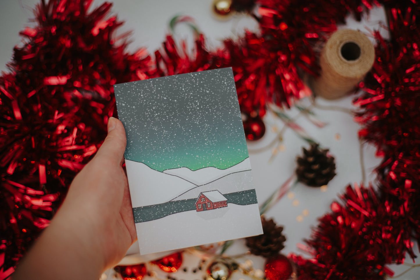 Snowy Northern Lights Nordic Card