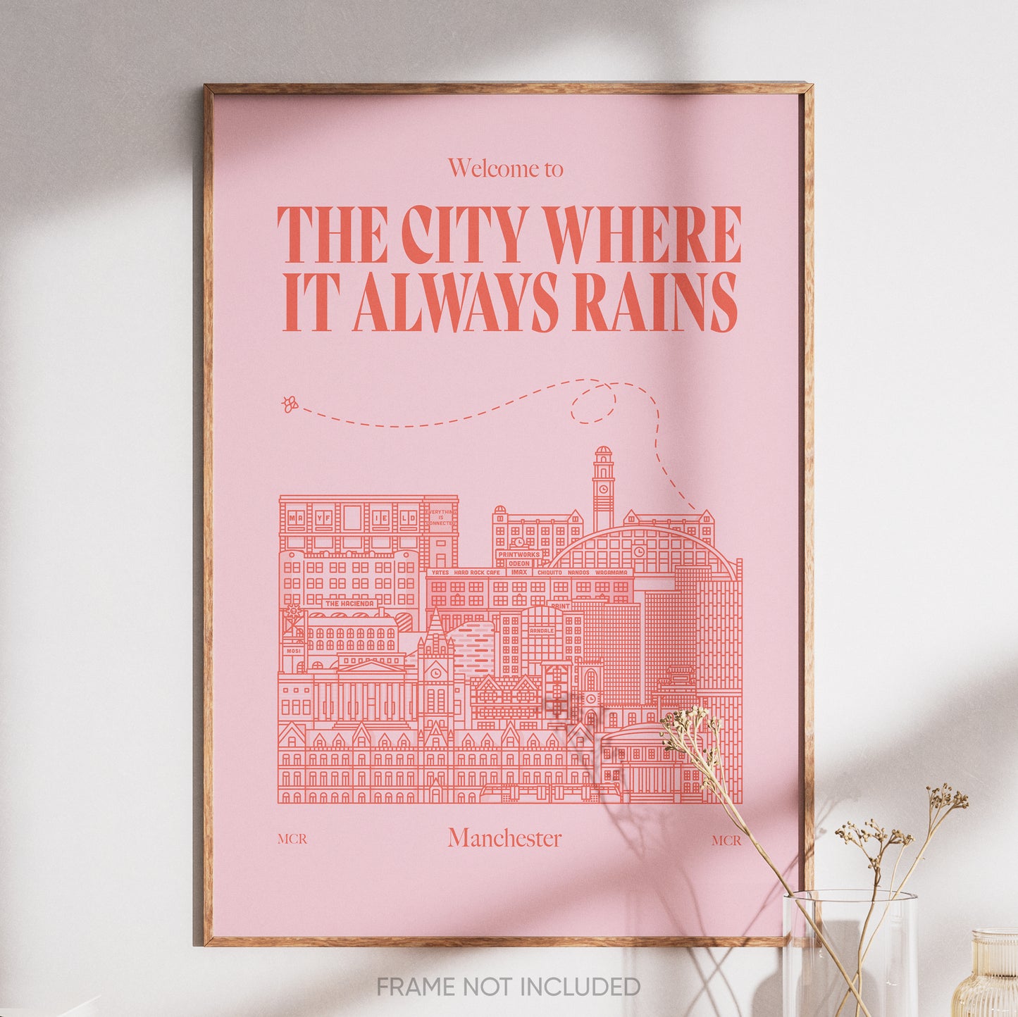 Manchester "The City Where It Always Rains" Pink Print