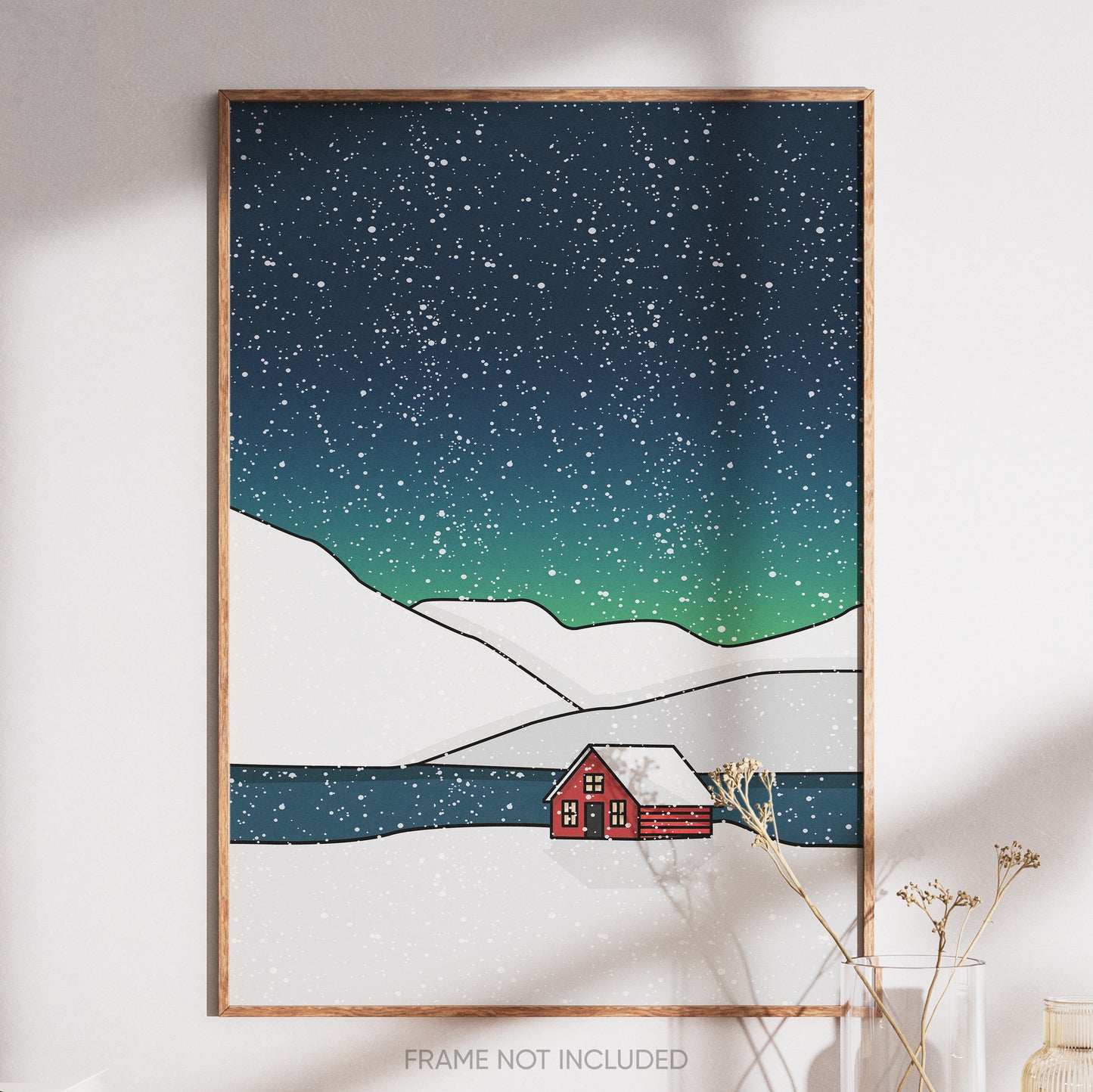 Snowy Northern Lights Print