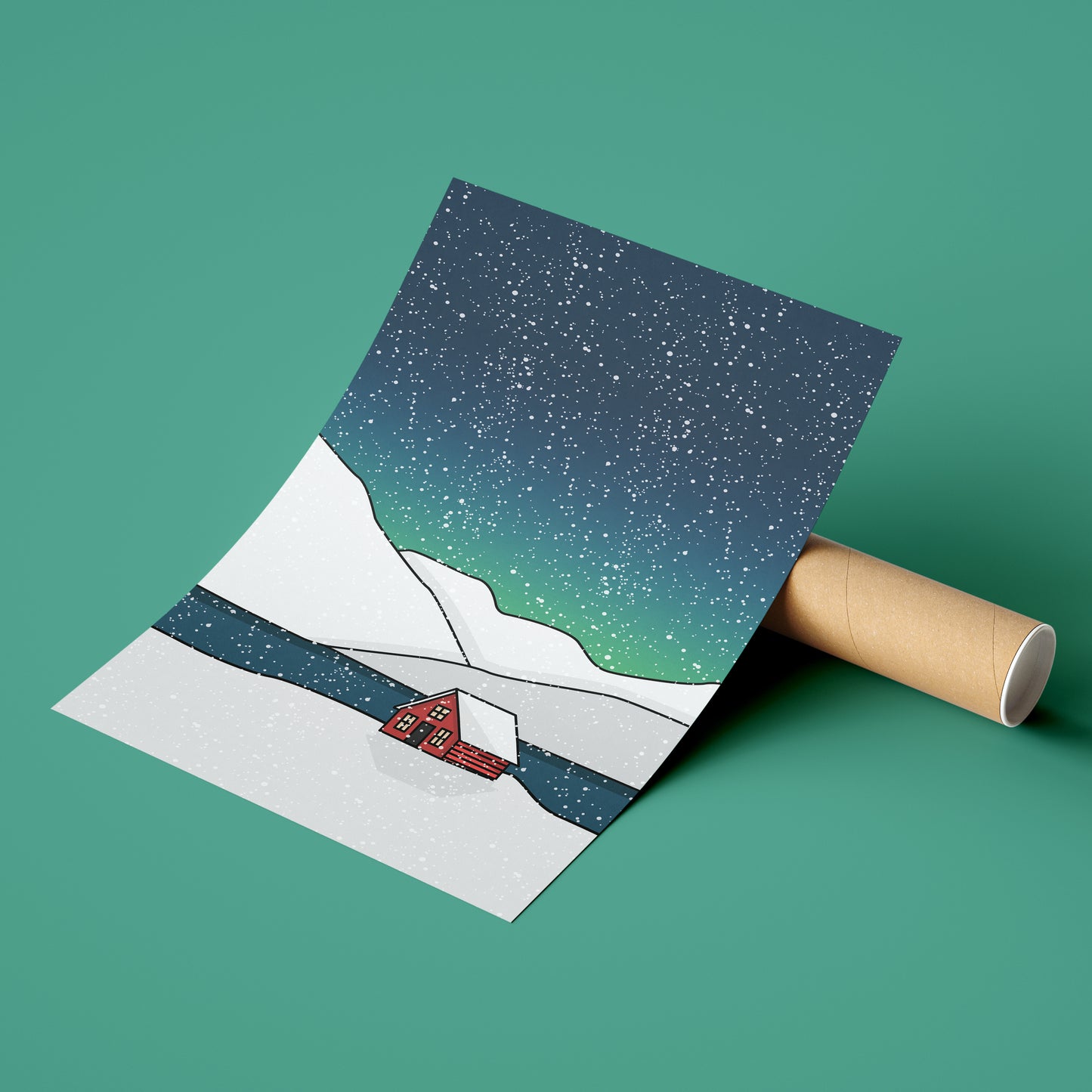 Snowy Northern Lights Print